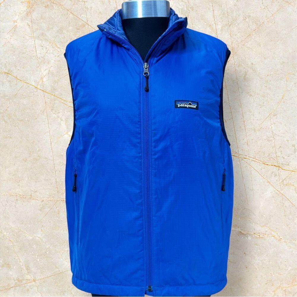 Patagonia Men's Puffer Vest Blue Full Zip Outdoor Casual Zip Pockets Size Small